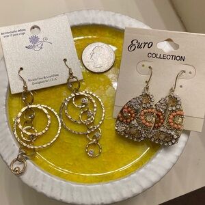 Gold and Silver Earrings Set